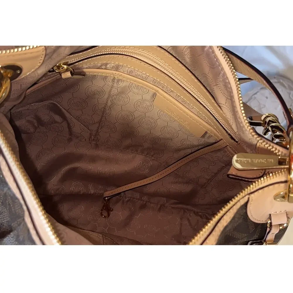 Michael Kors Jet Set  Large Brown Signature Convertible Messenger Cross-body Bag - Picture 6 of 16